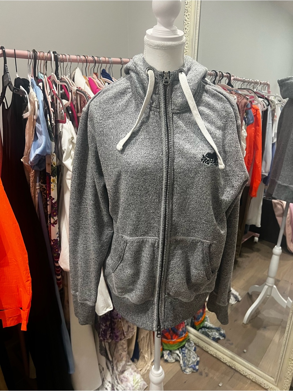 Women's Gray Full-Zip Hooded Jacket